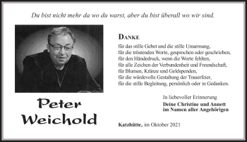Traueranzeige von Peter Weichold von Südthüringer Presse