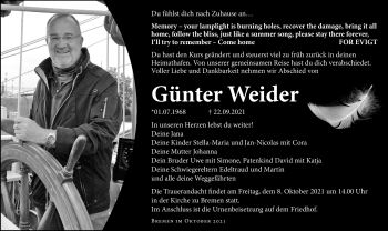 Traueranzeige von Günter Weider von Südthüringer Presse