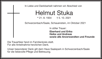 Traueranzeige von Helmut Stuka von Frankenpost