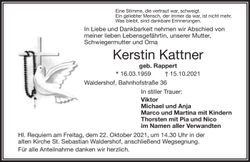 Traueranzeige von Kerstin Kattner von Frankenpost