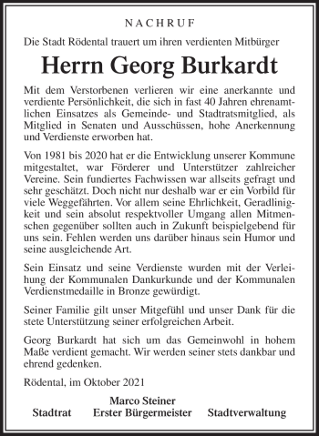 Traueranzeige von Georg Burkardt von Neue Presse Coburg