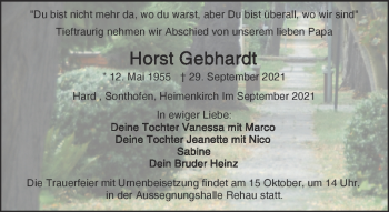 Traueranzeige von Horst Gebhardt von Frankenpost