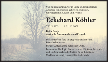 Traueranzeige von Eckehard Köhler von Frankenpost