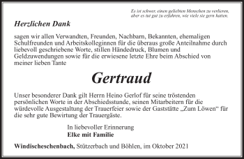 Traueranzeige von Gertraud Krause von Südthüringer Presse