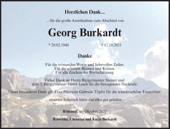 Traueranzeige von Georg Burkhardt von Neue Presse Coburg