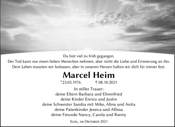 Traueranzeige von Marcel Heim von Südthüringer Presse