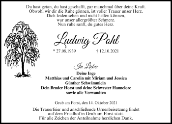 Traueranzeige von Ludwig Pohl von Neue Presse Coburg