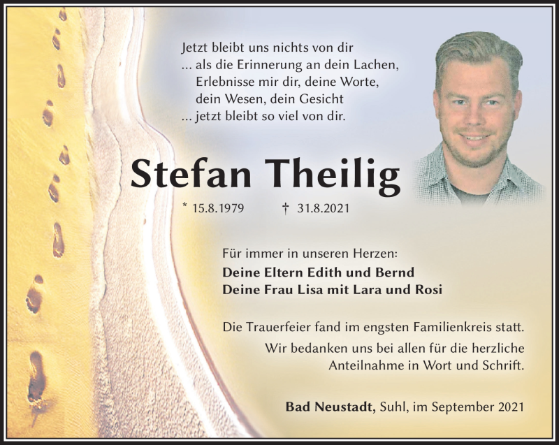  Traueranzeige für Stefan Theilig vom 02.10.2021 aus Südthüringer Presse