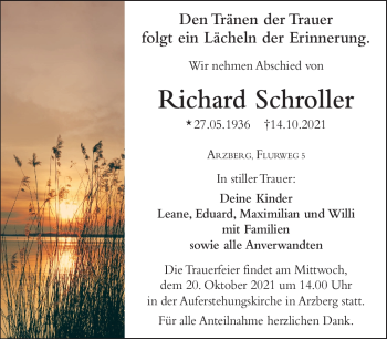 Traueranzeige von Richard Schroller von Frankenpost