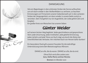 Traueranzeige von Günter Weider von Südthüringer Presse