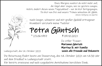 Traueranzeige von Petra Güntsch von Neue Presse Coburg