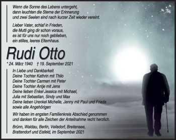 Traueranzeige von Rudi Otto von Südthüringer Presse