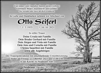Traueranzeige von Otto Seifert von Südthüringer Presse