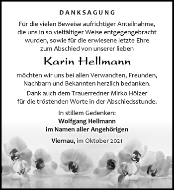 Traueranzeige von Karin Hellmann von Südthüringer Presse