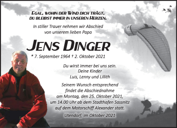 Traueranzeige von Jens Dinger von Südthüringer Presse
