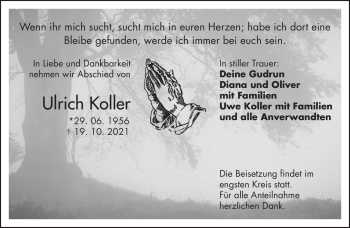 Traueranzeige von Ulrich Koller von Frankenpost