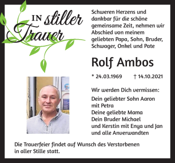 Traueranzeige von Rolf Ambos von Neue Presse Coburg