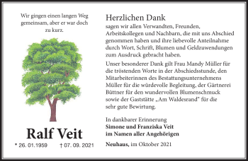 Traueranzeige von Ralf Veit von Südthüringer Presse