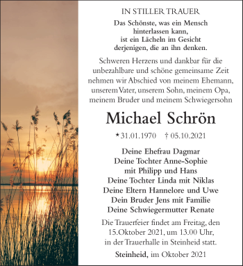 Traueranzeige von Michael Schrön von Südthüringer Presse