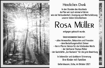 Traueranzeige von Rosa Müller von Südthüringer Presse