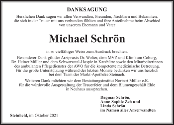 Traueranzeige von Michael Schrön von Südthüringer Presse