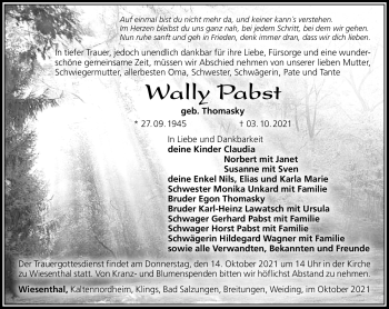 Traueranzeige von Wally Pabst von Südthüringer Presse