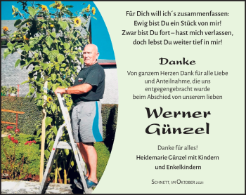 Traueranzeige von Werner Günzel von Südthüringer Presse