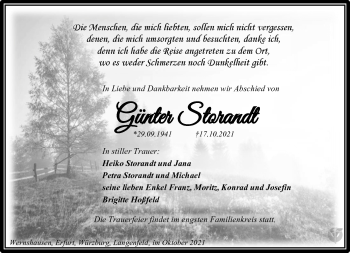 Traueranzeige von Günter Storandt von Südthüringer Presse