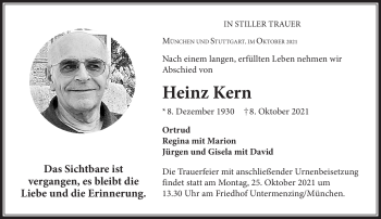 Traueranzeige von Heinz Kern von Neue Presse Coburg