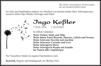 Traueranzeige von Ingo Keßler von Südthüringer Presse
