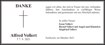Traueranzeige von Alfred Vollert von Frankenpost