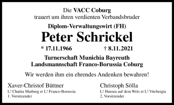 Traueranzeige von Peter Schrickel von Neue Presse Coburg