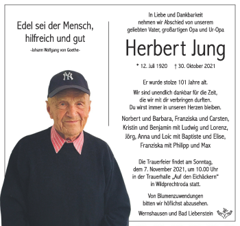 Traueranzeige von Herbert Jung von Südthüringer Presse