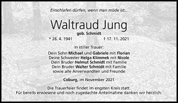 Traueranzeige von Waltraud Jung von Neue Presse Coburg