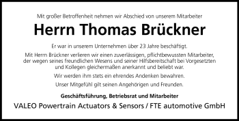 Traueranzeige von Thomas Brück von Neue Presse Coburg