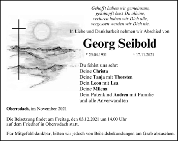 Traueranzeige von Georg Seibold von Neue Presse Coburg