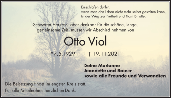 Traueranzeige von Otto Viol von Frankenpost