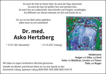 Traueranzeige von Asko Hertzberg von Neue Presse Coburg