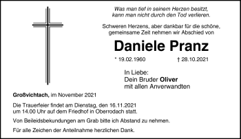 Traueranzeige von Daniele Pranz von Neue Presse Coburg