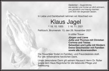 Traueranzeige von Klaus Jagel von Frankenpost