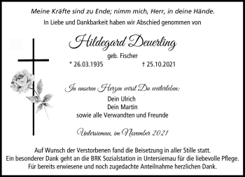 Traueranzeige von Hildegard Deuerling von Neue Presse Coburg
