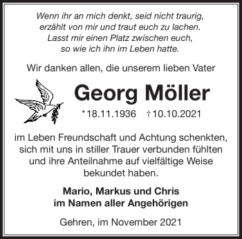 Traueranzeige von Georg Möller von Südthüringer Presse