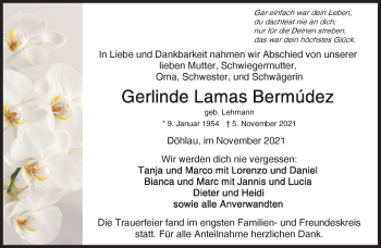 Traueranzeige von Gerlinde Lamas Bermudez von Frankenpost