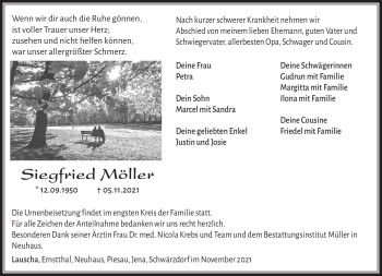 Traueranzeige von Siegfried Möller von Südthüringer Presse