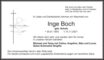 Traueranzeige von Inge Boch von Frankenpost