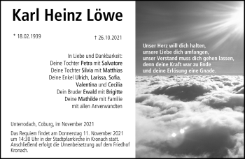 Traueranzeige von Karl Heinz Löwe von Neue Presse Coburg