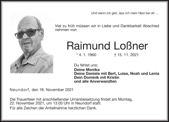 Traueranzeige von Raimund Loßner von Neue Presse Coburg