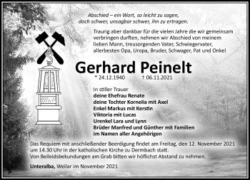 Traueranzeige von Gerhard Peinelt von Südthüringer Presse