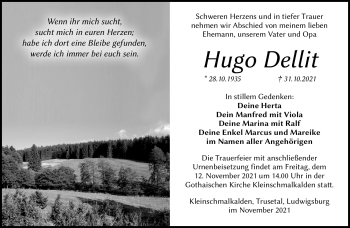 Traueranzeige von Hugo Delit von Südthüringer Presse