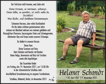 Traueranzeige von Helmut Schmidt von Südthüringer Presse